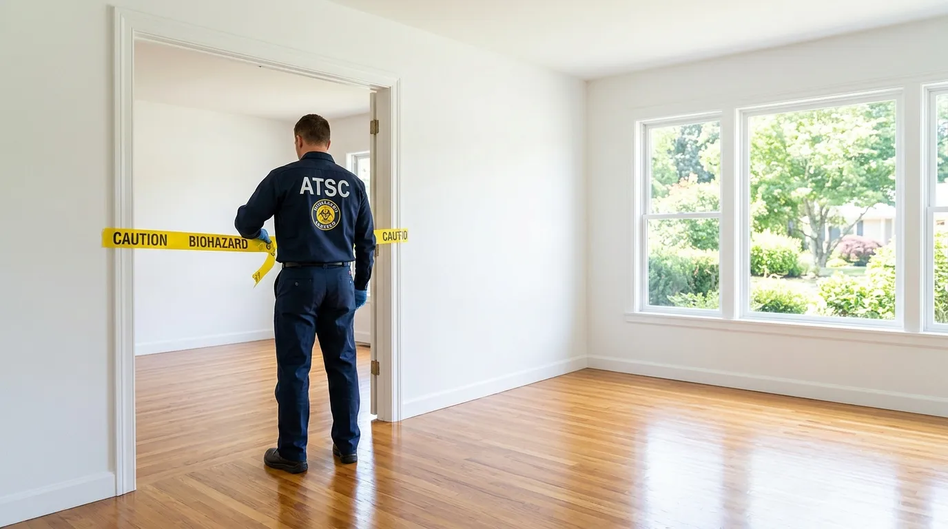 Certified biohazard cleanup crew performing Decomposition Cleanup in Longfellow Community